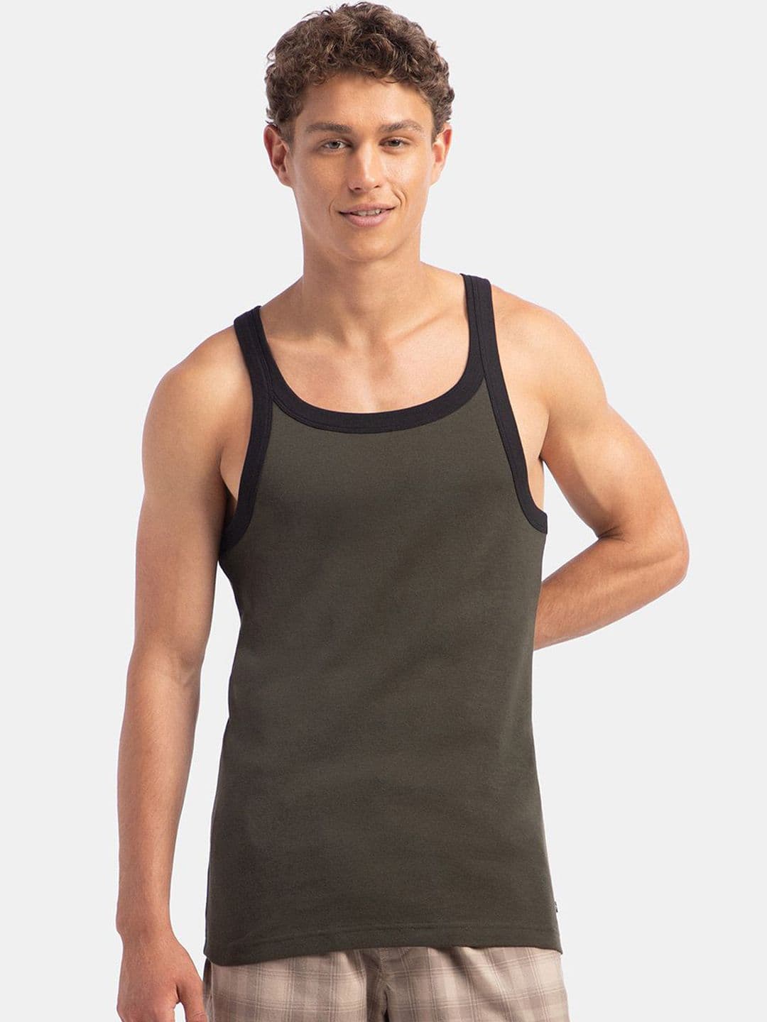 Jockey Super Combed Cotton Rib Square Neck Sleeveless Gym Vest-US27 - view 1