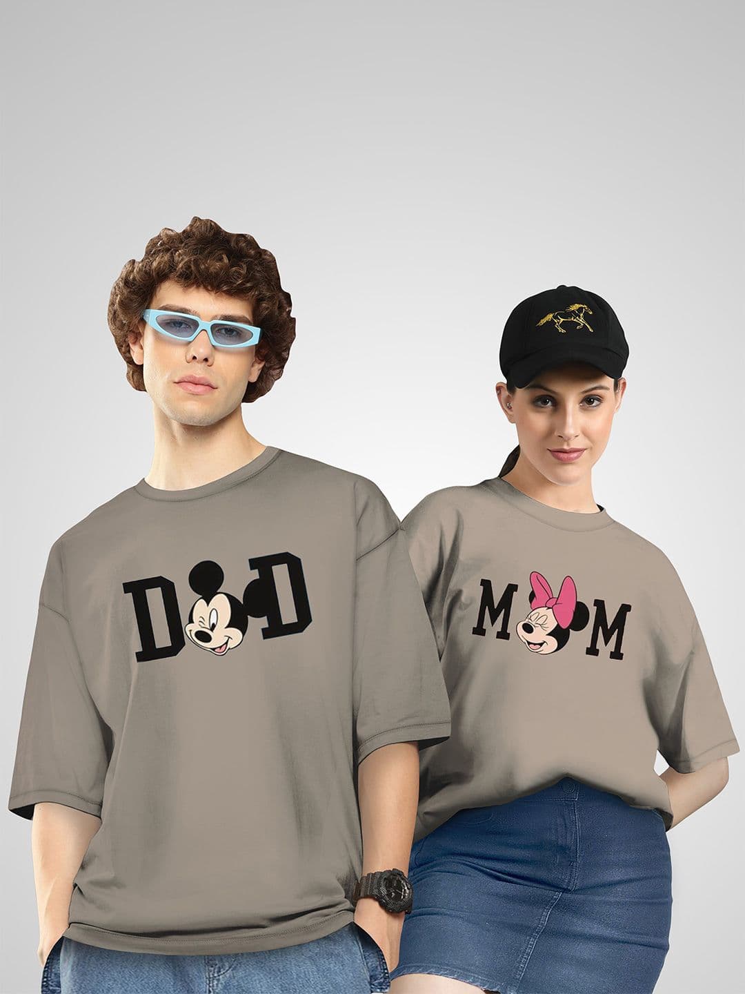BAESD Unisex Twistform Twinny Zone Pack Of 2 DadMomMM Printed Cotton Oversized T-shirts - view 1
