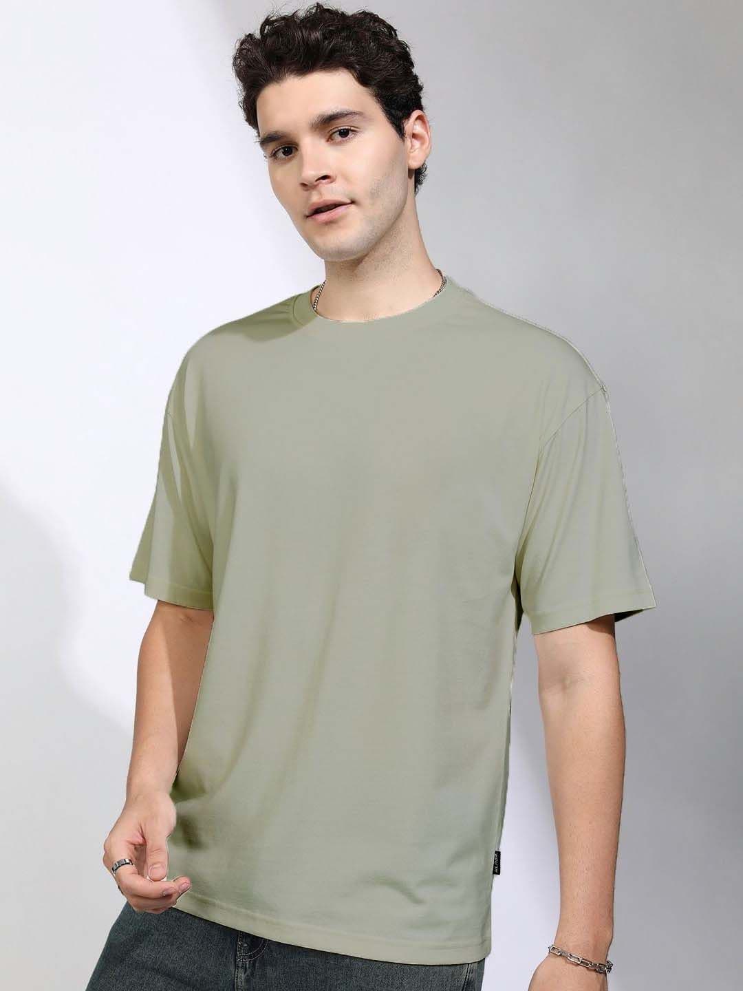 Organic Chics Men Anti Odour Solid Round Neck Cotton Oversized T-shirt - view 1