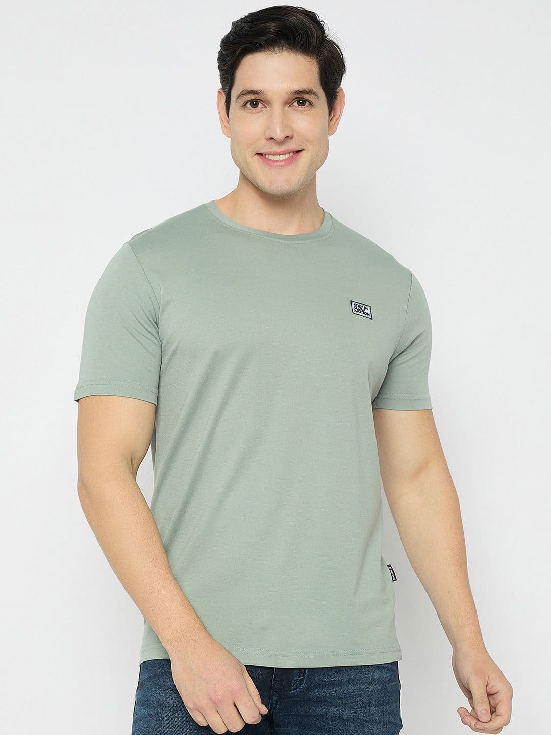 Duke Men Solid Round Neck Cotton Slim Fit T-shirt - view 1