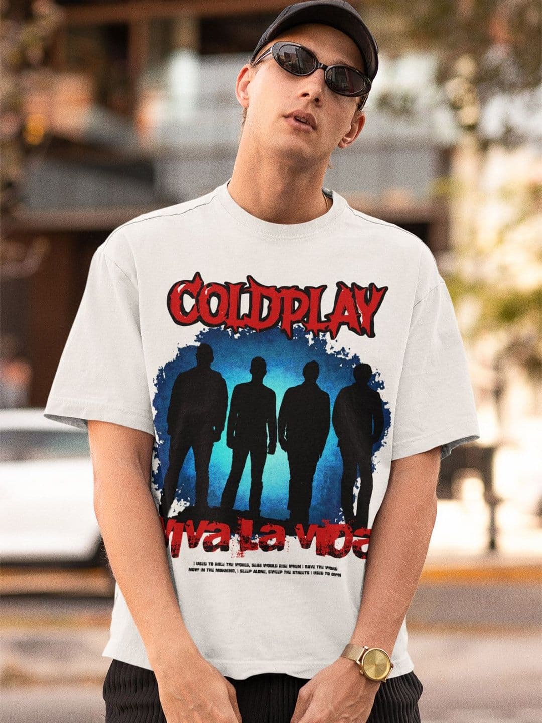 CAPTCHA Coldplay Vivalavida Printed Drop-shoulder Pure Cotton Oversized Tshirt - view 1