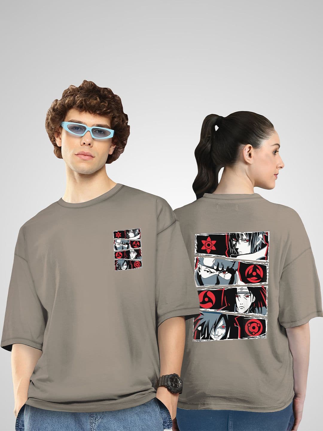 BAESD Unisex Twistform Twinny Zone Pack Of 2 Anime4 Printed Cotton Oversized T-shirts - view 1