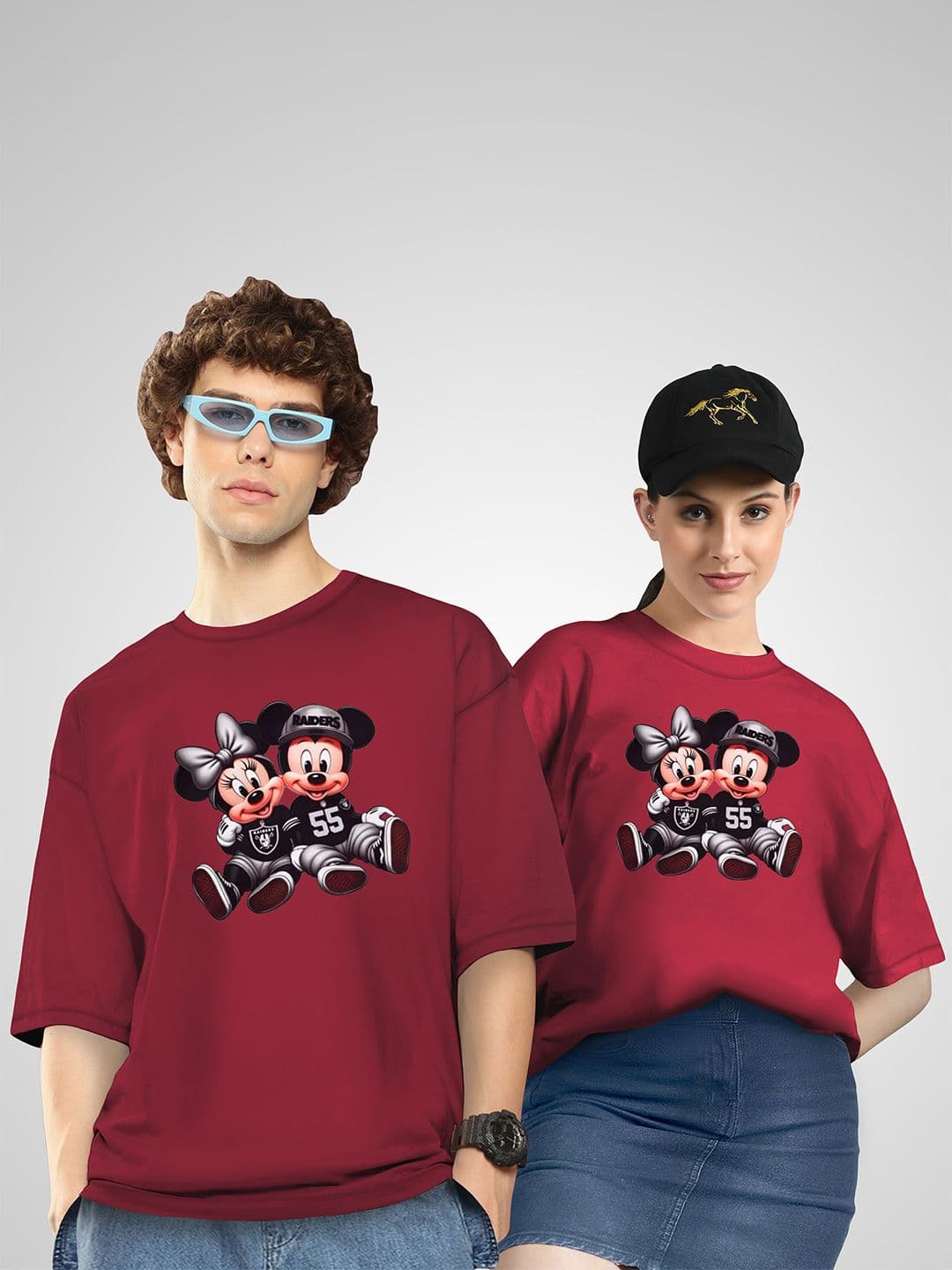 BAESD Unisex Twistform Twinny Zone Pack Of 2 RaidersMM Printed Cotton Oversized T-shirts - view 1