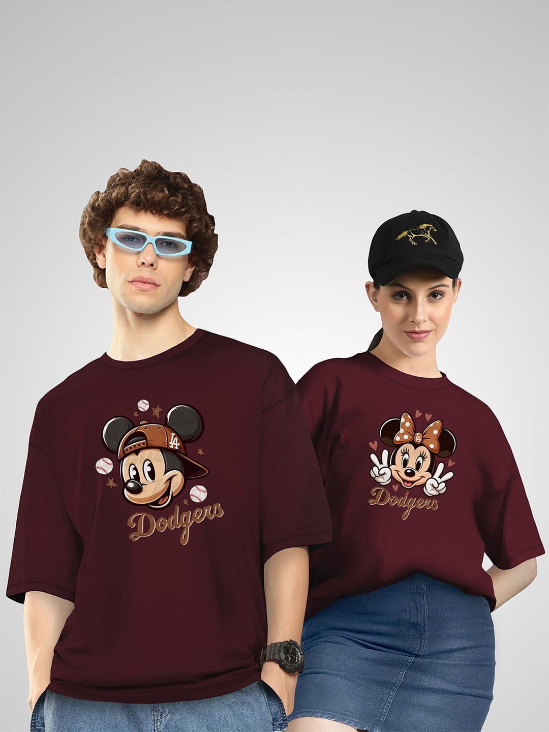 BAESD Unisex Twistform Twinny Zone Pack Of 2 DodgersMM Printed Cotton Oversized T-shirts - view 1