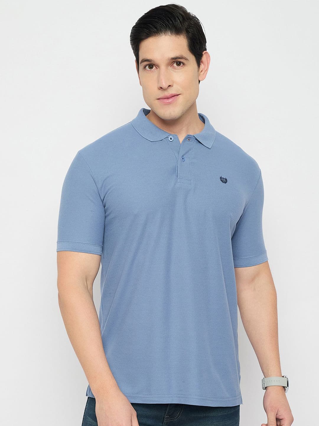 Duke Men Solid Polo Collar Cotton Slim Fit T-shirt - view 1
