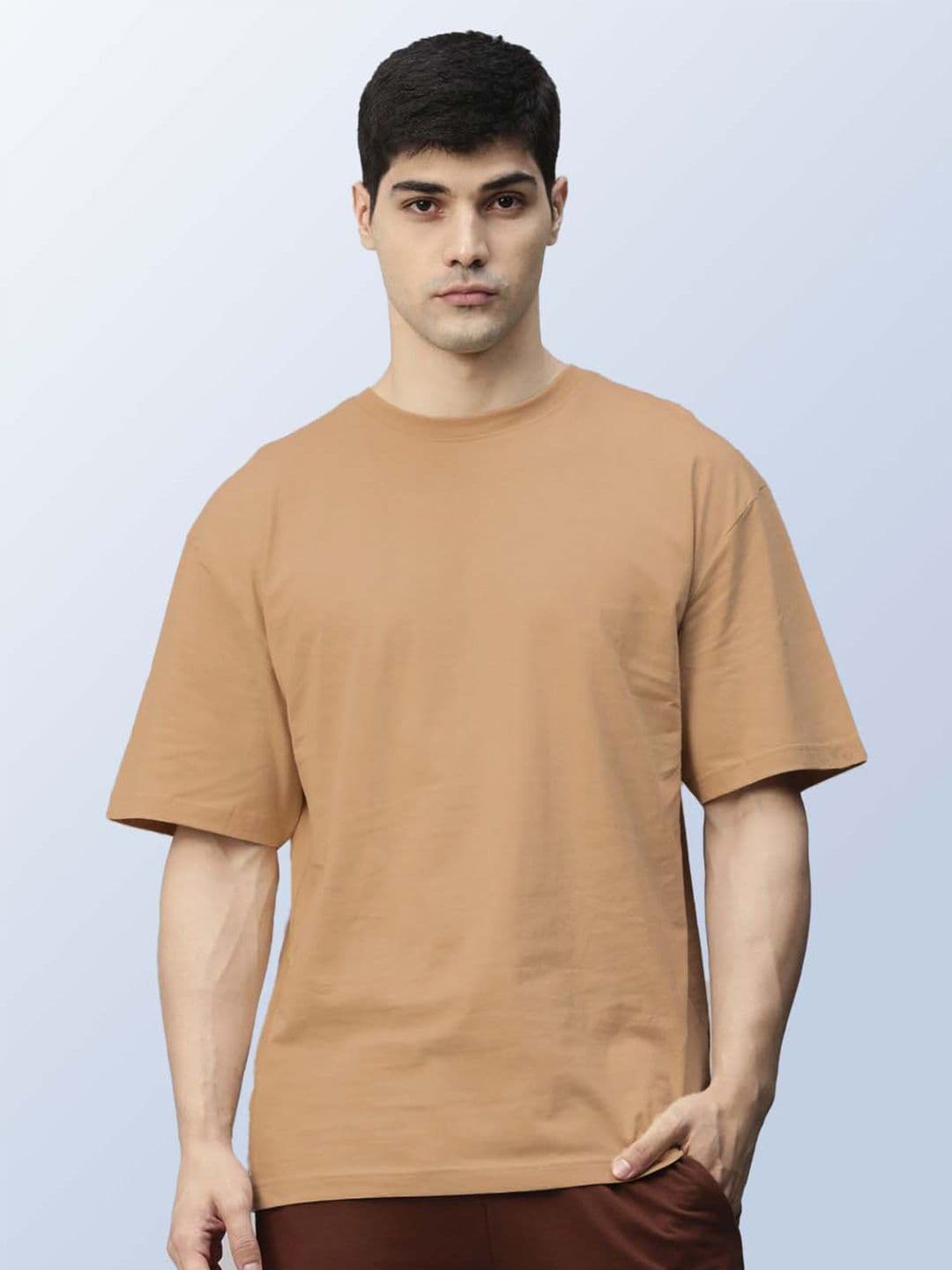Organic Chics Men Anti Odour Solid Round Neck Cotton Oversized T-shirt - view 1
