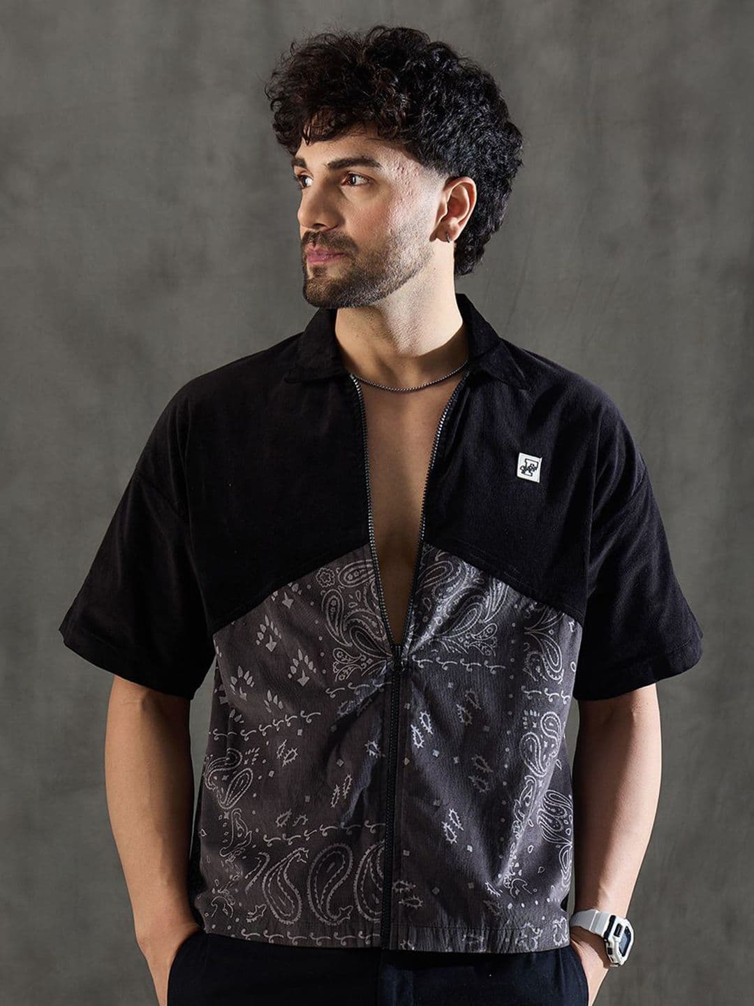 FUGAZEE Men Relaxed Fit Ethnic Motifs Printed Spread Collar Cotton Casual Shirt - view 1