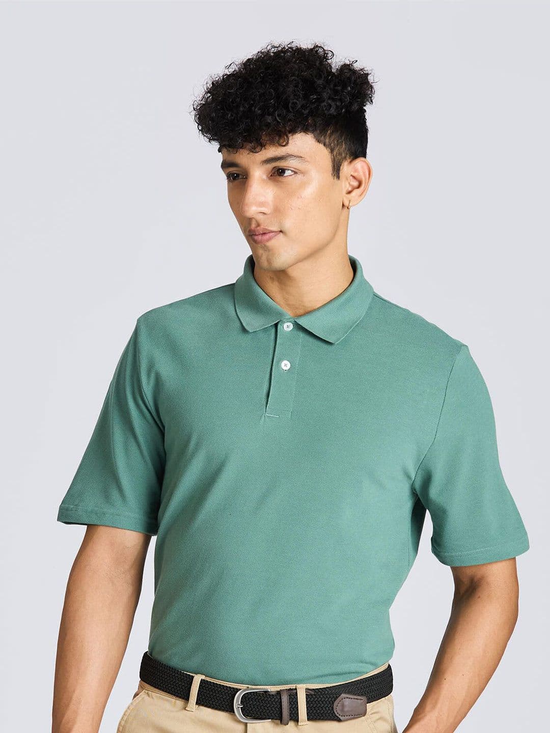 Decathlon Inesis - Men Green MW100 Stretchable Polo T-Shirt - view 1