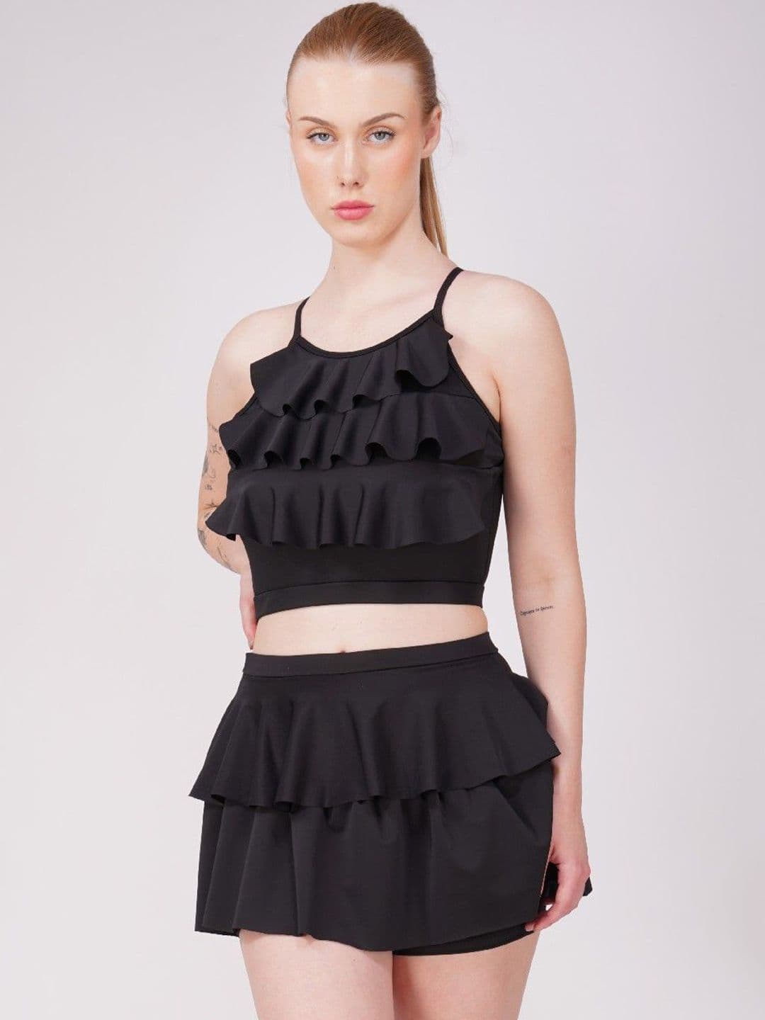 Poftik Women Padded Frill Ruffle Detail Two-Piece Skirtini Swimwear Frill Swimsuit - view 1