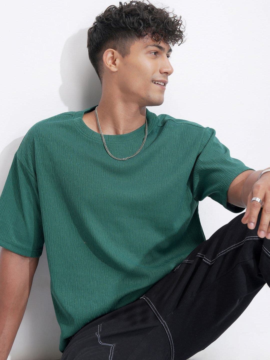 HIGHLANDER Men Self Design Round Neck Relaxed Fit T-shirt - view 1