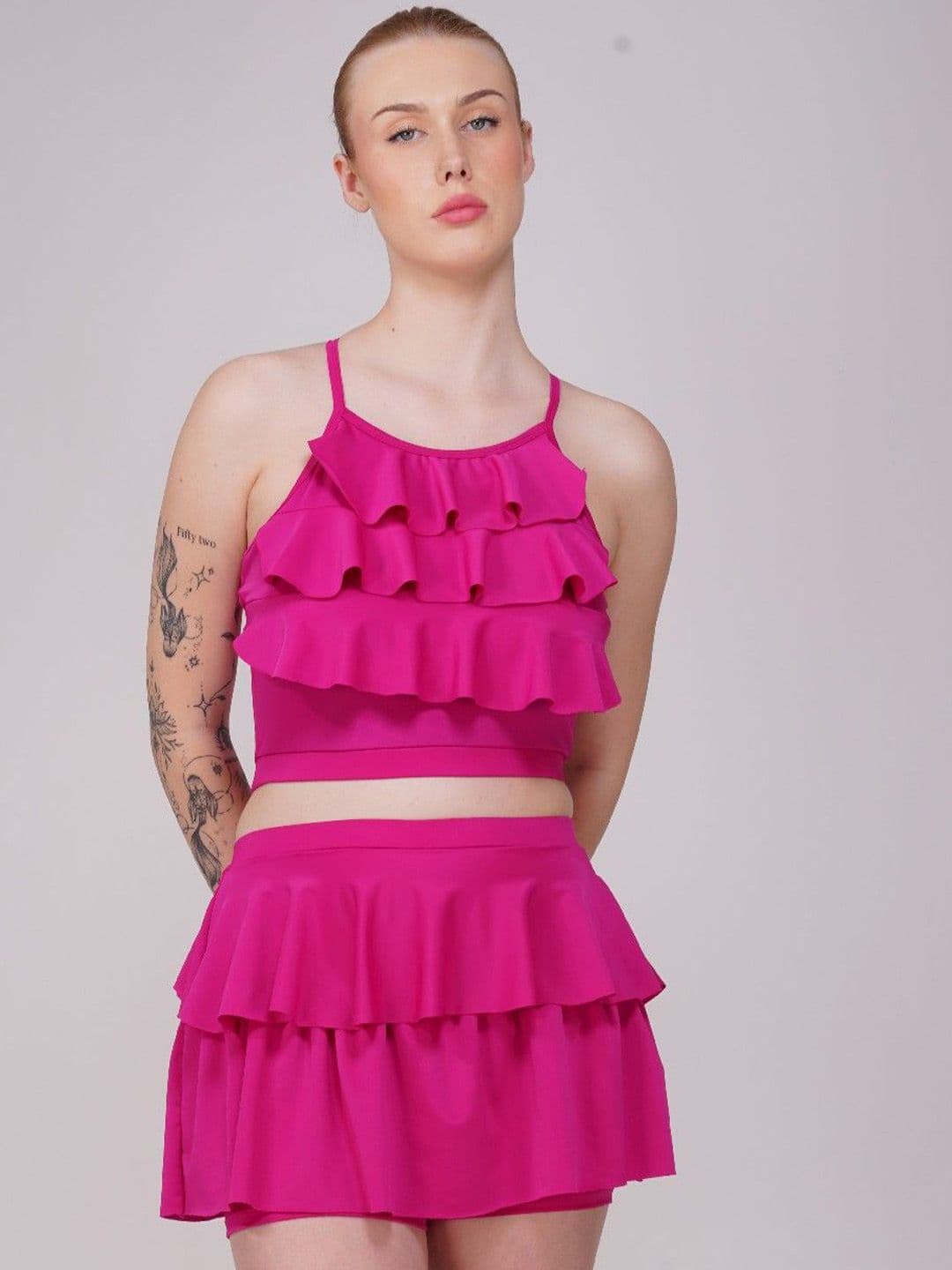 Poftik Padded Frill Ruffle Detail Two-Piece Frill Swimsuit - view 1