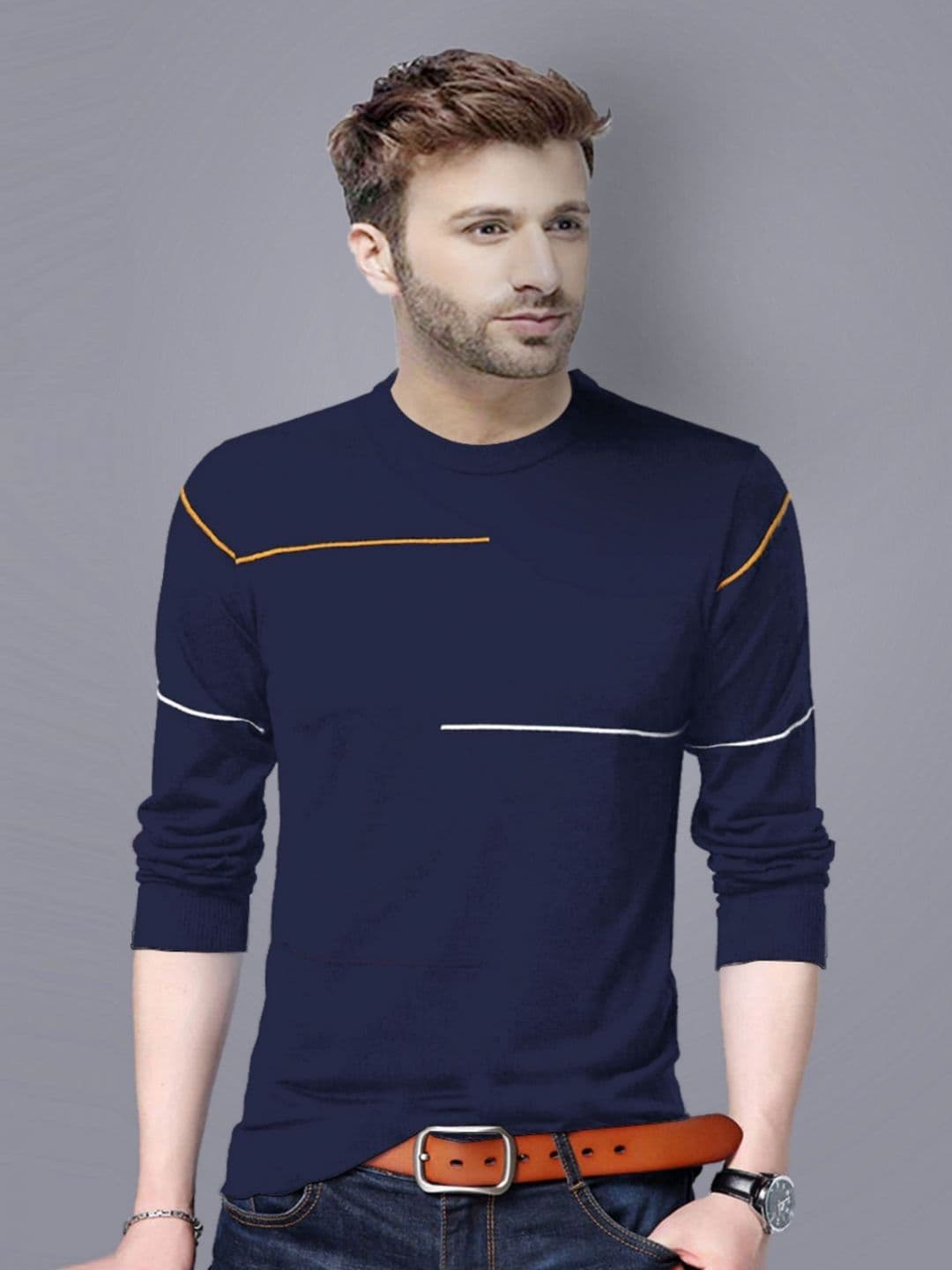 REYA Men Striped Round Neck Cotton T-shirt - view 1