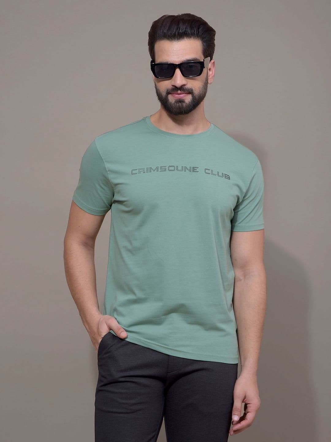 Crimsoune Club Men Typography Printed Round Neck Cotton Slim Fit T-shirt - view 1