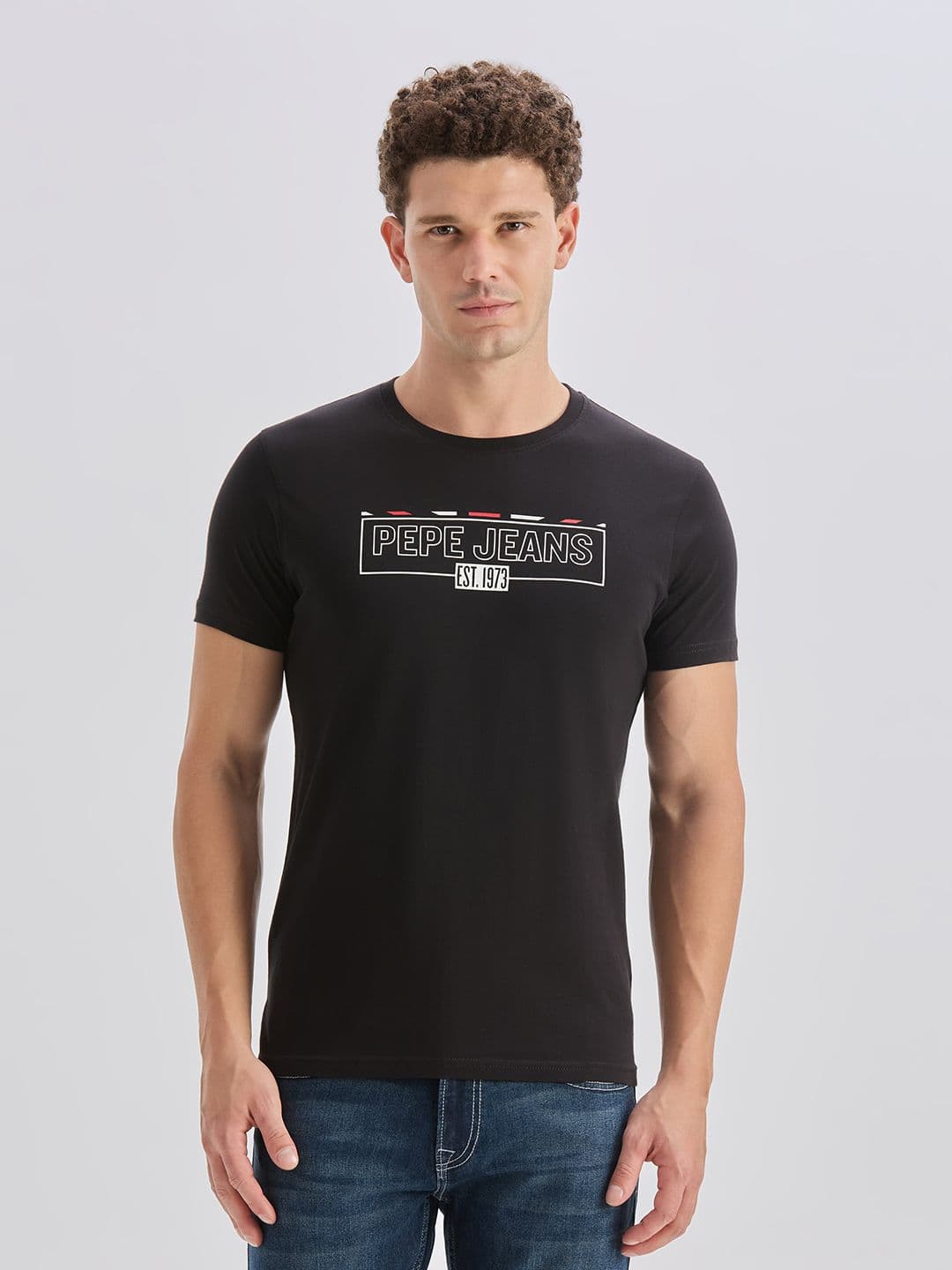 Pepe Jeans Brand Logo Printed Pure Cotton Slim Fit T-shirt - view 1