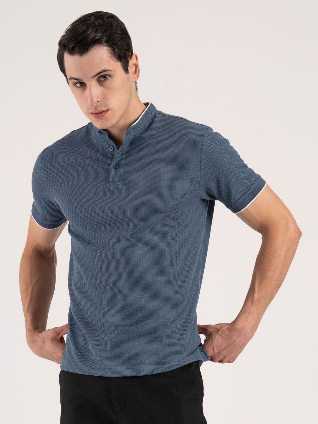 Red Tape Men Self Design Henley Neck T-shirt - view 1