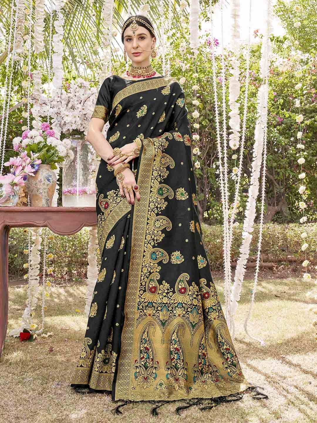 Anouk Rustic Paisley Woven Design Zari Banarasi Saree With Unstitched Blouse Piece - view 1