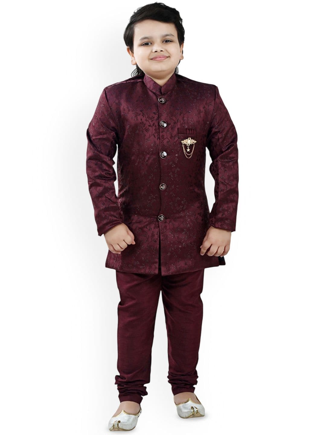 Arshia Fashions Boys Woven Design Self Design Sherwani Set - view 1