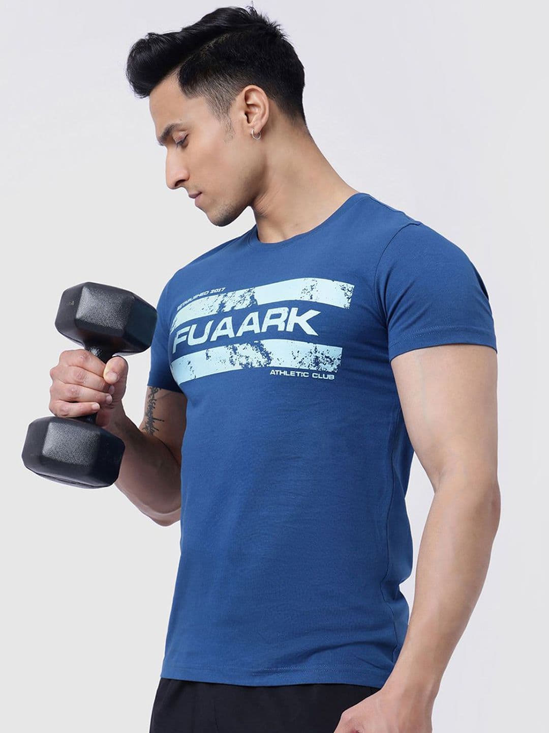 FUAARK Men Moisture Wicking Typography Printed Round Neck Cotton Slim Fit T-shirt - view 1