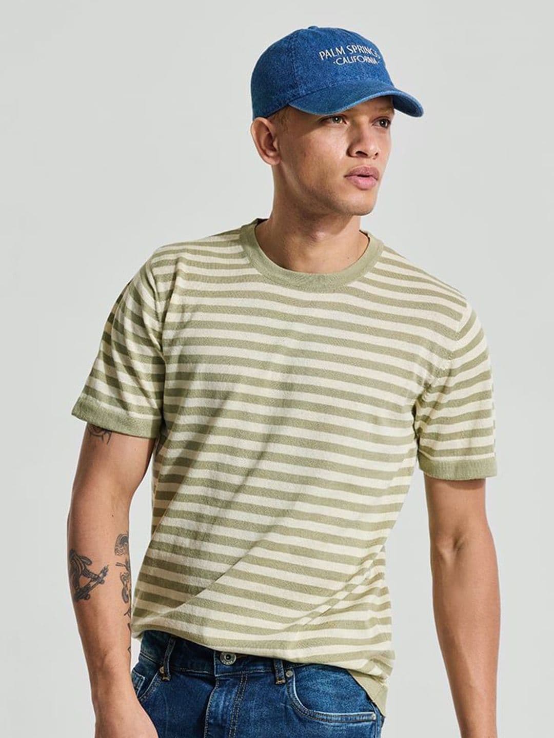 Snitch Men Striped Round Neck Cotton T-shirt - view 1