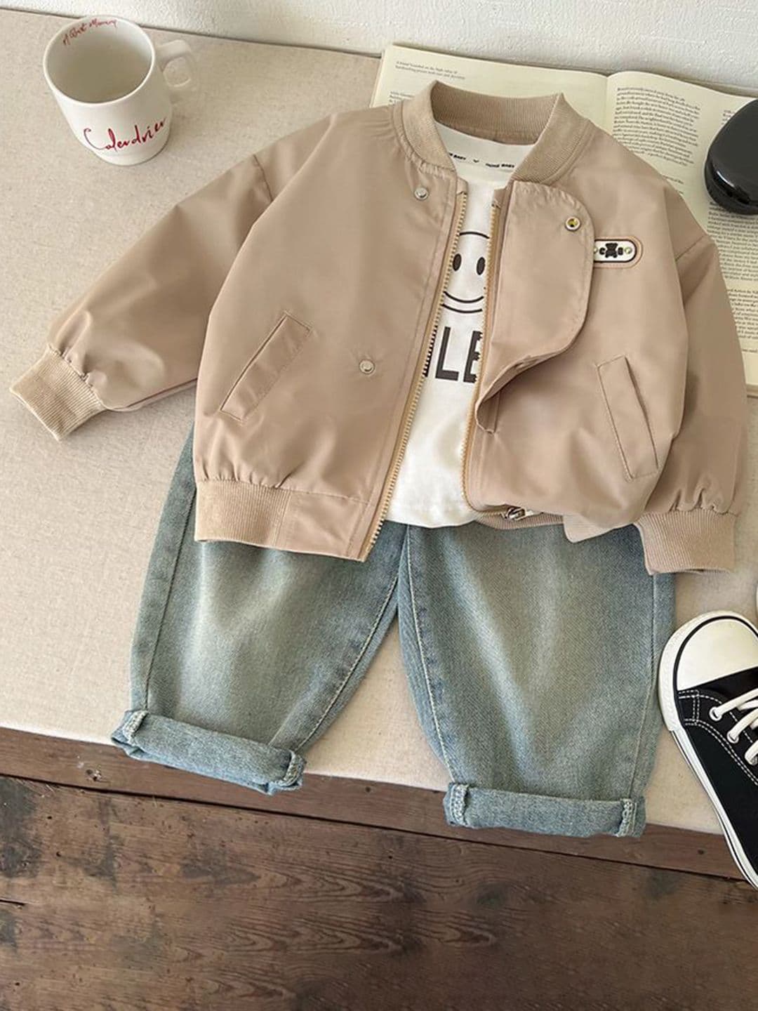 StyleCast x Revolte Girls Stand Collar Solid Casual Lightweight Bomber Jacket - view 1