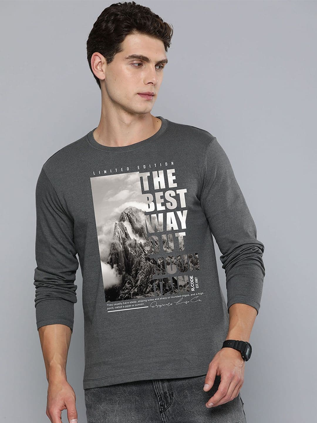 R.Code by The Roadster Life Co. R.Code by The Roadster Lifestyle Co. Men Graphic Printed Round Neck Cotton T-shirt - view 1