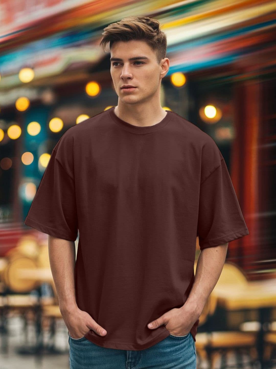 Leotude Men Solid Round Neck Cotton Relaxed Fit T-shirt - view 1