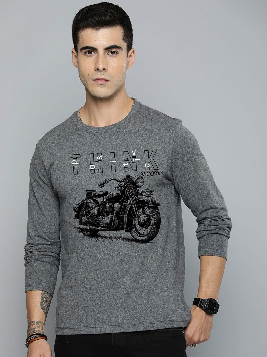 R.Code by The Roadster Life Co. R.Code by The Roadster Lifestyle Co. Men Graphic Printed Round Neck Cotton T-shirt - view 1