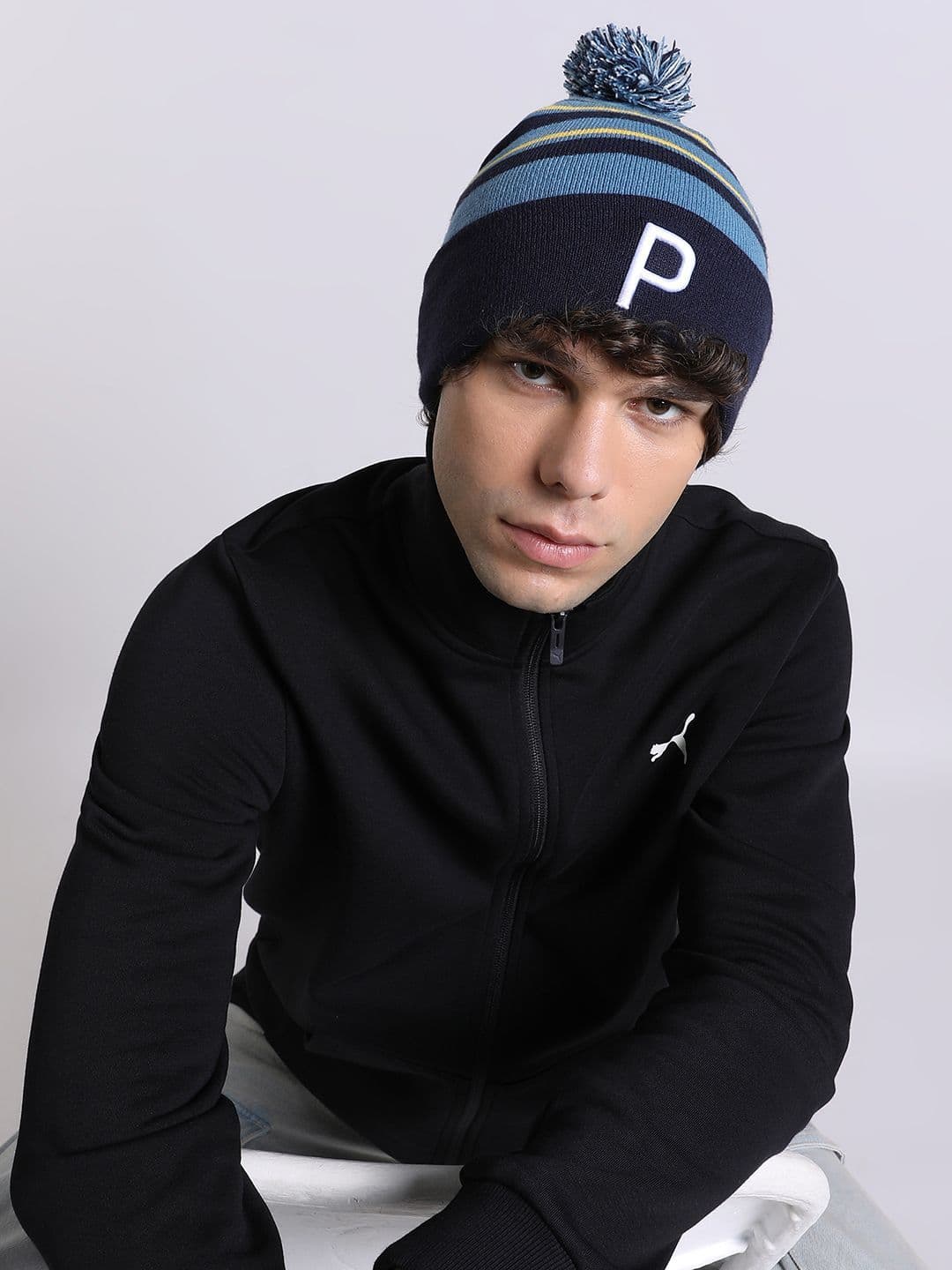 Puma Wrmlbl Men Golf Stripe Pom Beanie - view 1