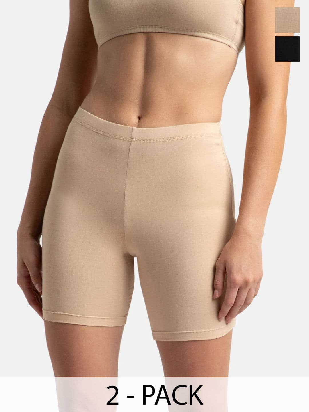 Jockey Pack of 2 High Coverage Super Combed Cotton Shorties With Concealed Waistband-1529 - view 1