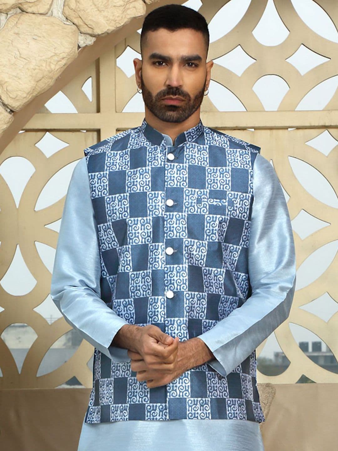 KRAFT INDIA Geometric Printed Nehru Jacket - view 1