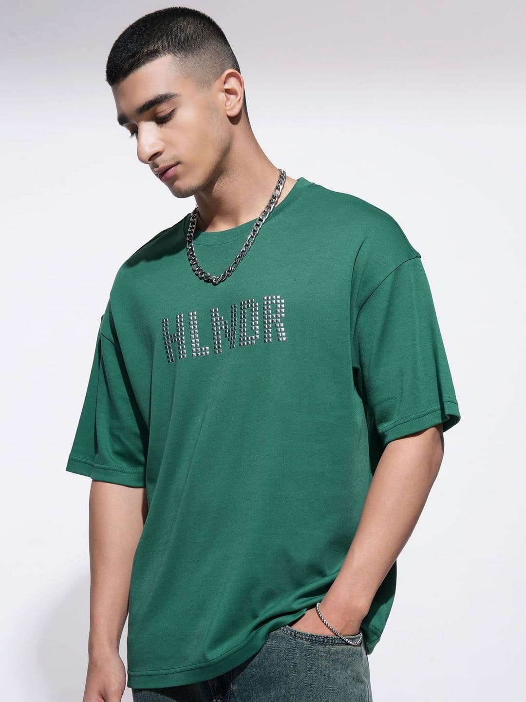 HIGHLANDER Men Typography Printed Drop-Shoulder Sleeves Oversized T-shirt - view 1