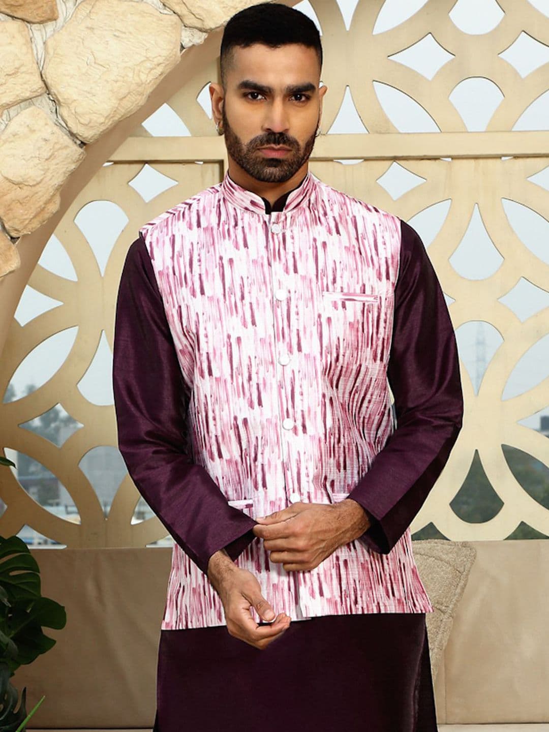KRAFT INDIA Tie-Dye Printed Nehru Jacket - view 1