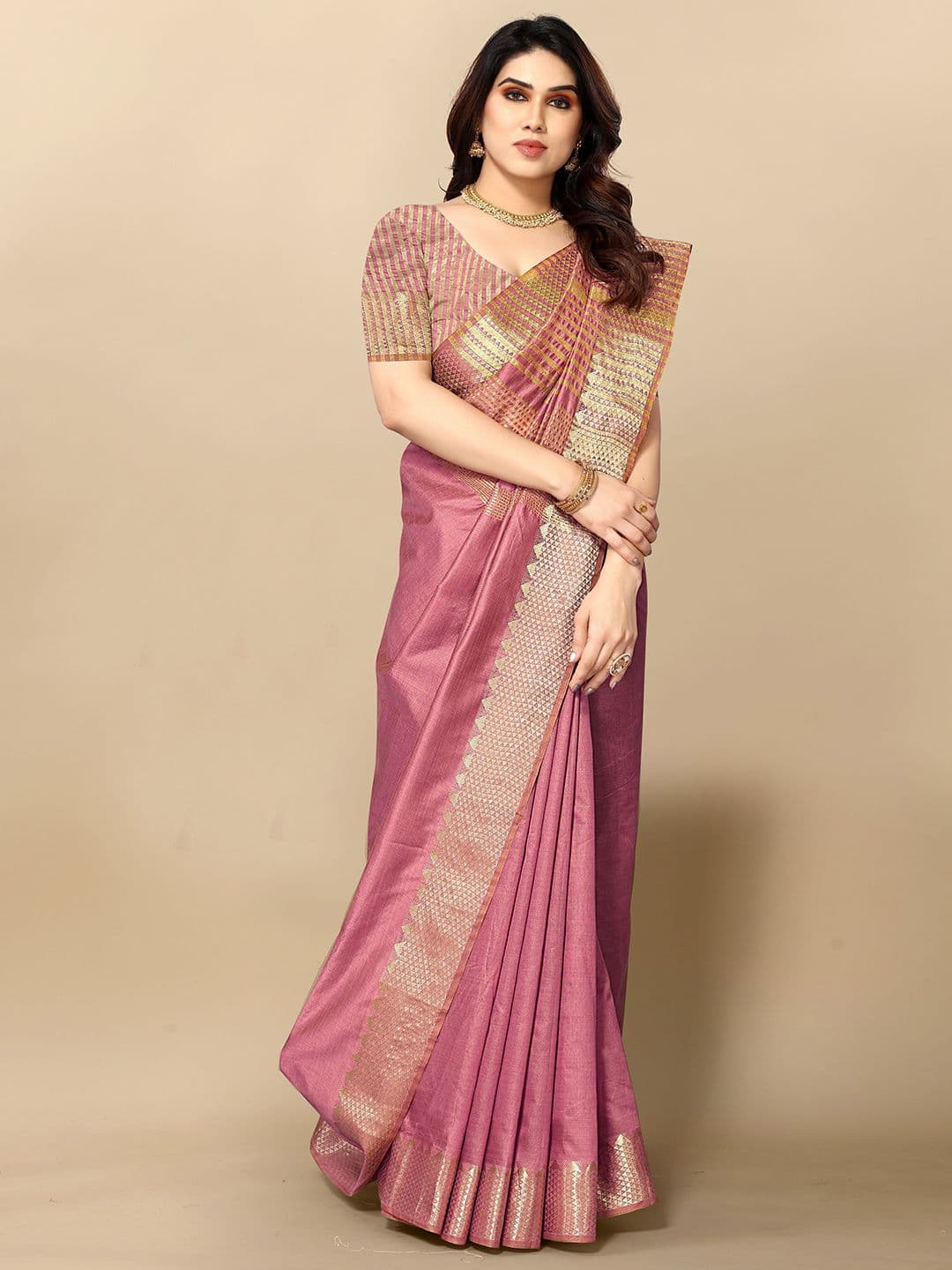 Moda Rapido Woven Design Zari Silk Blend Kanjeevaram Saree - view 1