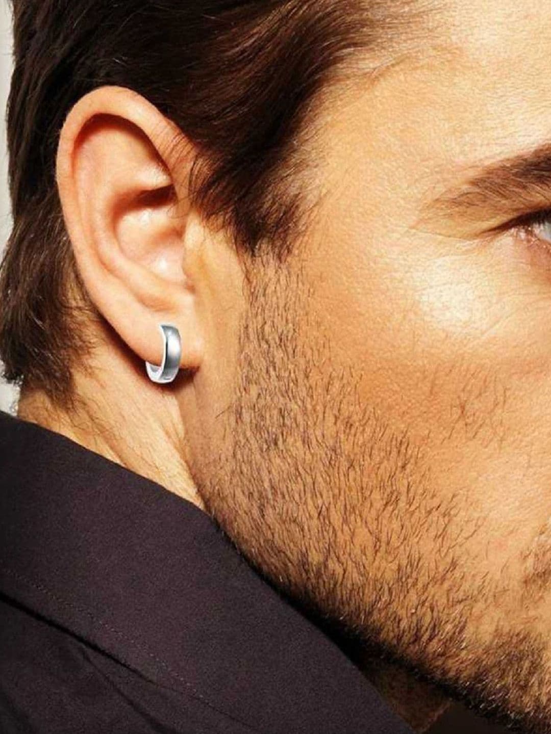 The Roadster Lifestyle Co Men Silver-Plated Circular Shaped Hoop Earrings - view 1