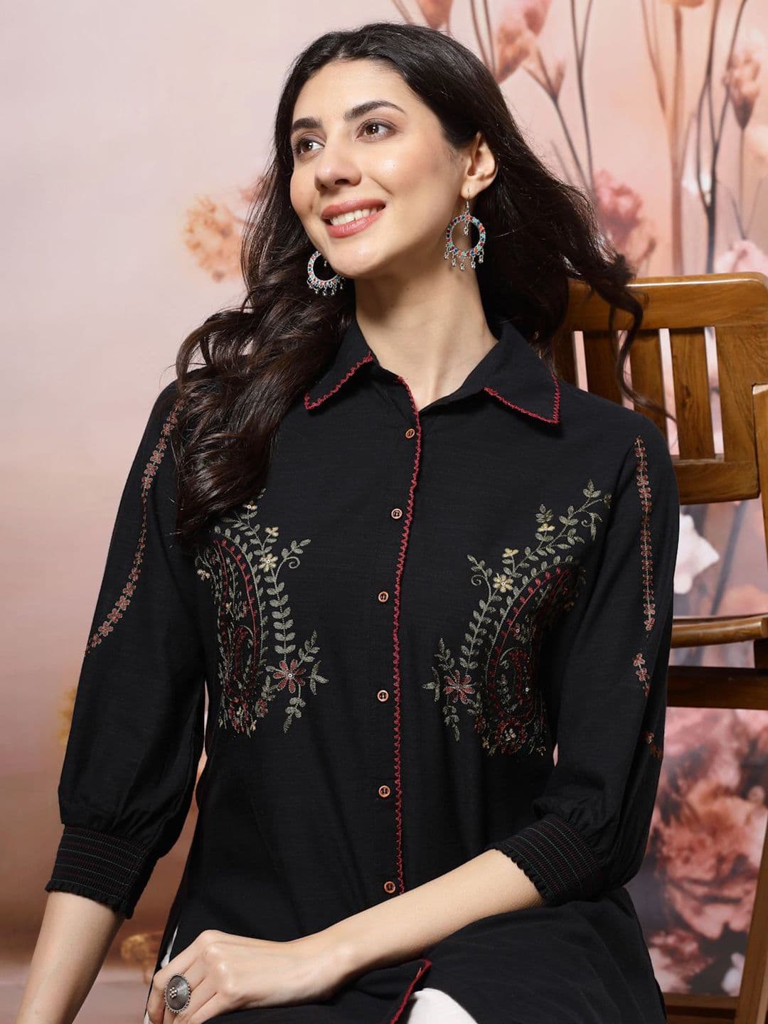 Nayam By Lakshita Women Paisley Embroidered Buttondown Shirt - view 1