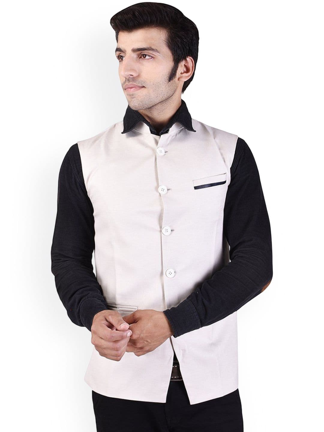 VEERA PARIDHAAN Cotton Chinese Collar Nehru Jacket - view 1