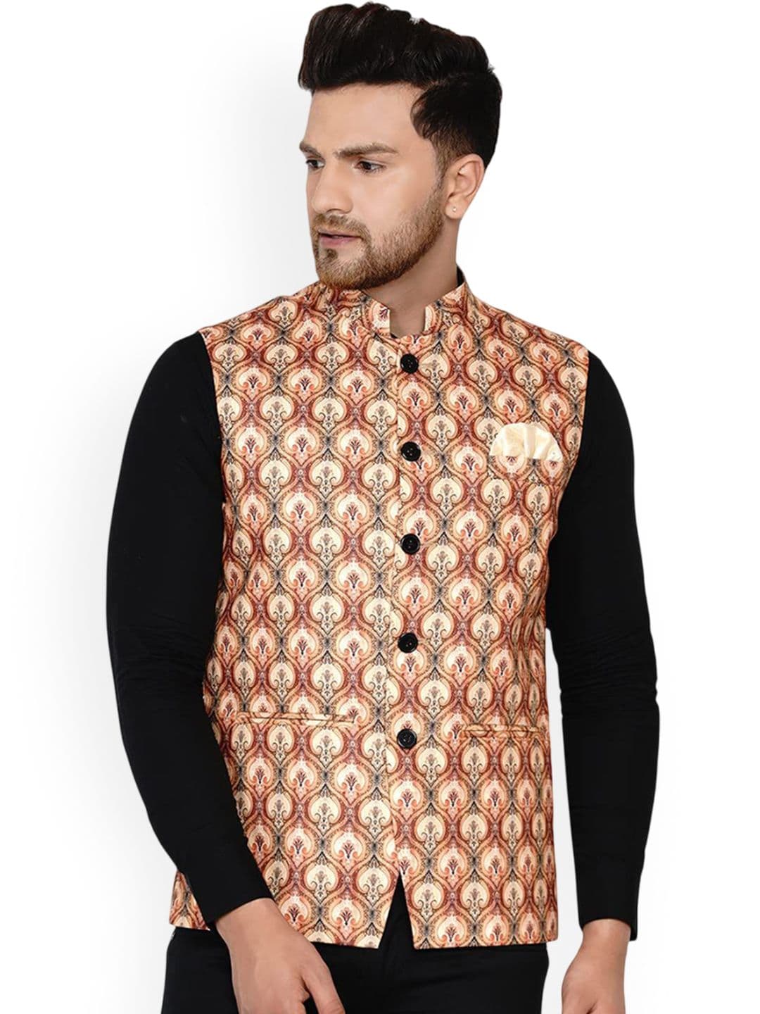 VEERA PARIDHAAN Printed Cotton Nehru Jacket - view 1