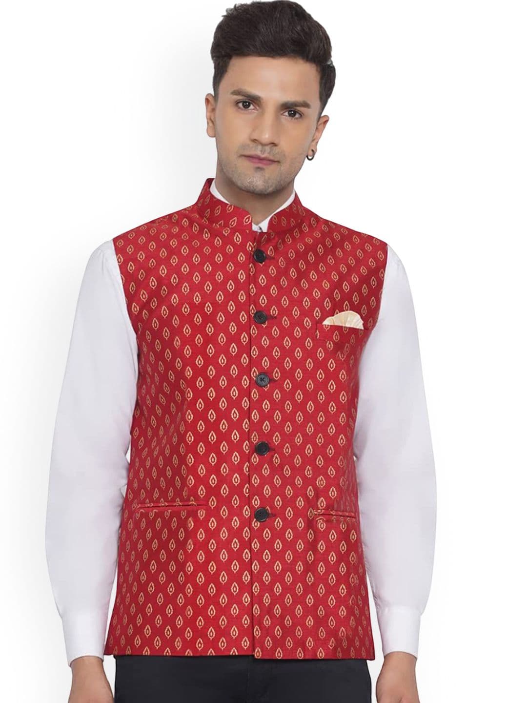 VEERA PARIDHAAN Printed Banarasi Nehru Jacket - view 1