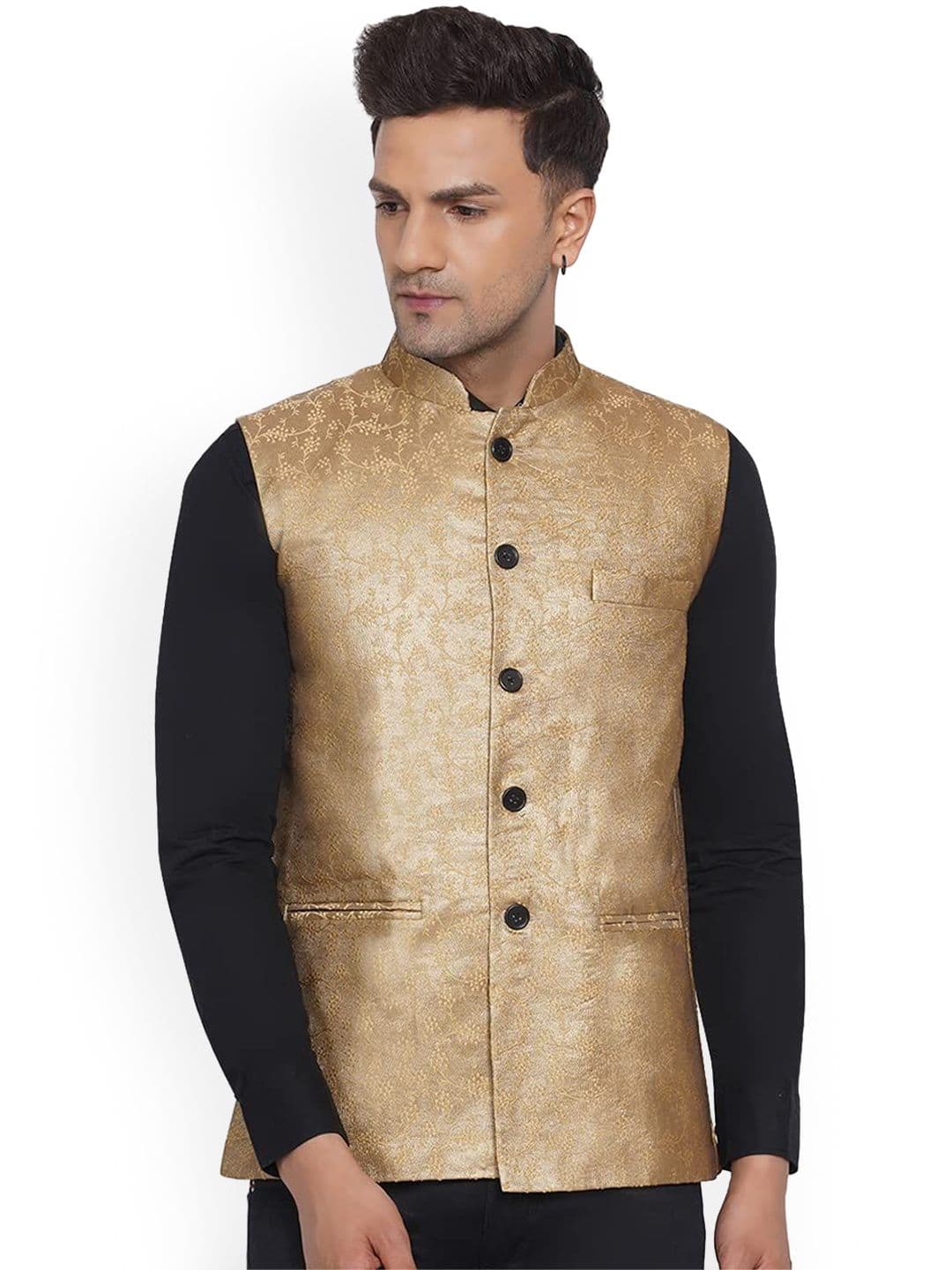 VEERA PARIDHAAN Banarasi Printed Mandarin Collar Nehru Jacket - view 1