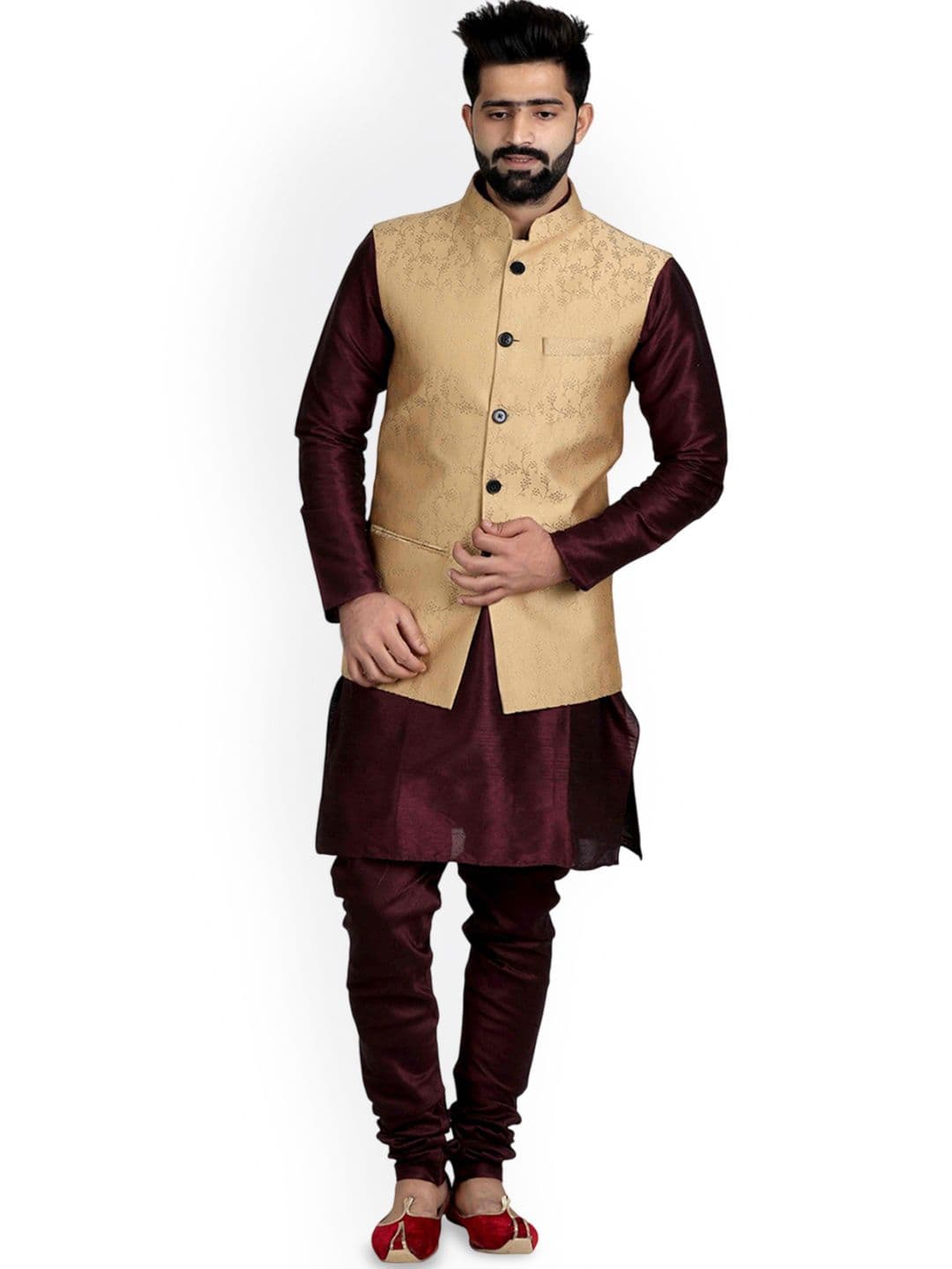VEERA PARIDHAAN Banarasi Printed Mandarin Collar Nehru Jacket - view 1