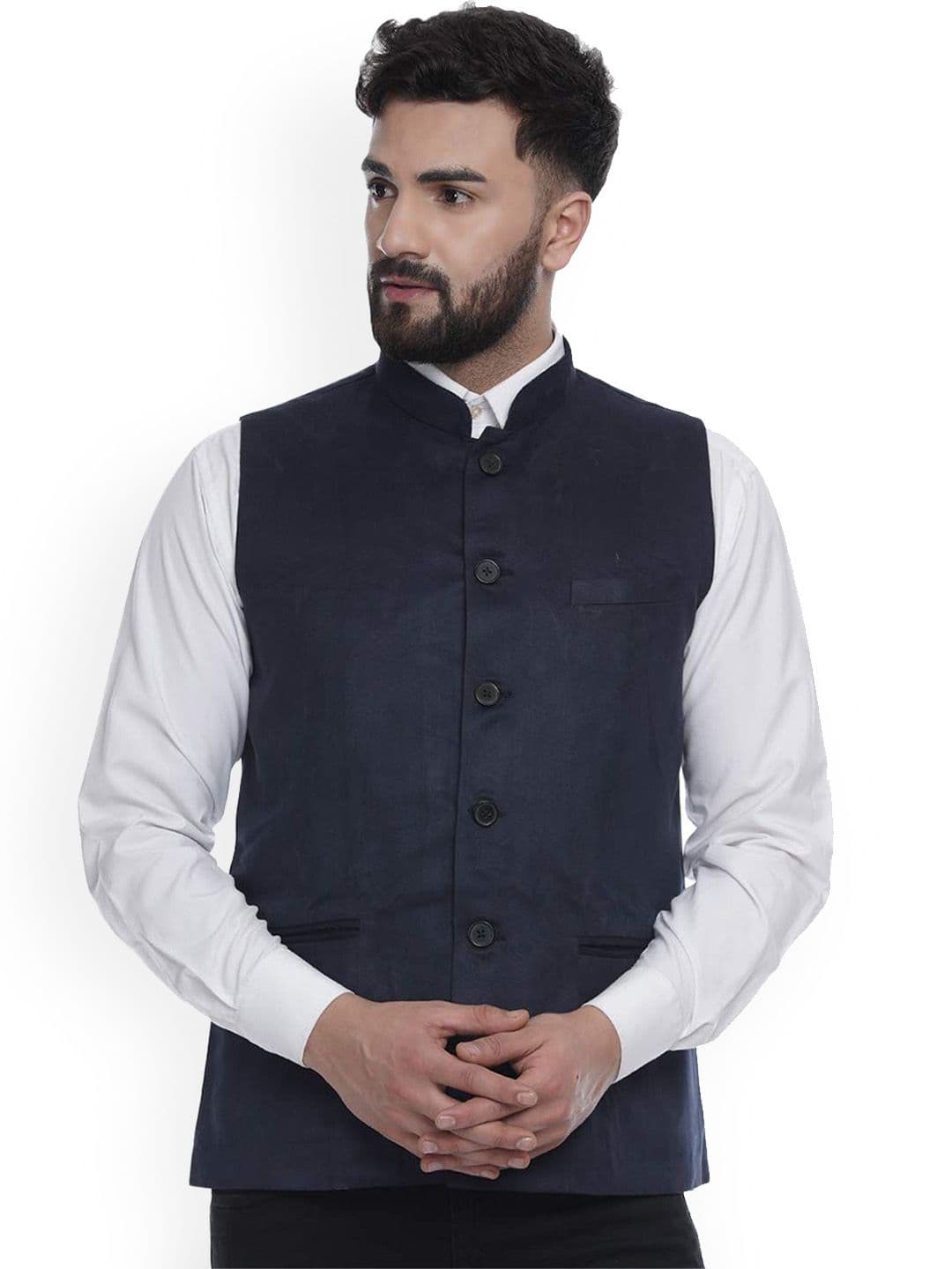 VEERA PARIDHAAN Velvet Chinese Collar Nehru Jackets - view 1