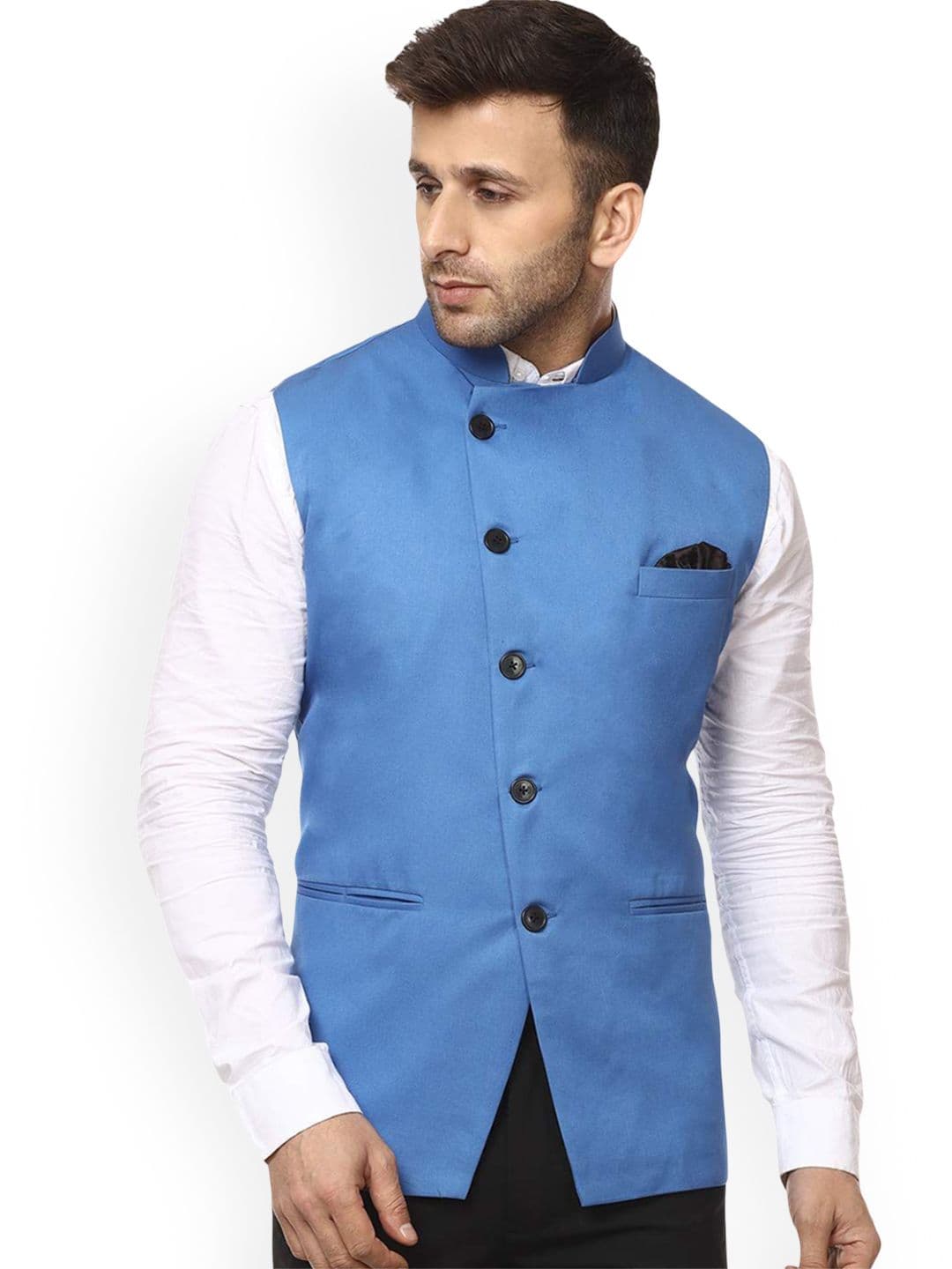 VEERA PARIDHAAN Cotton Chinese Collar Nehru Jackets - view 1
