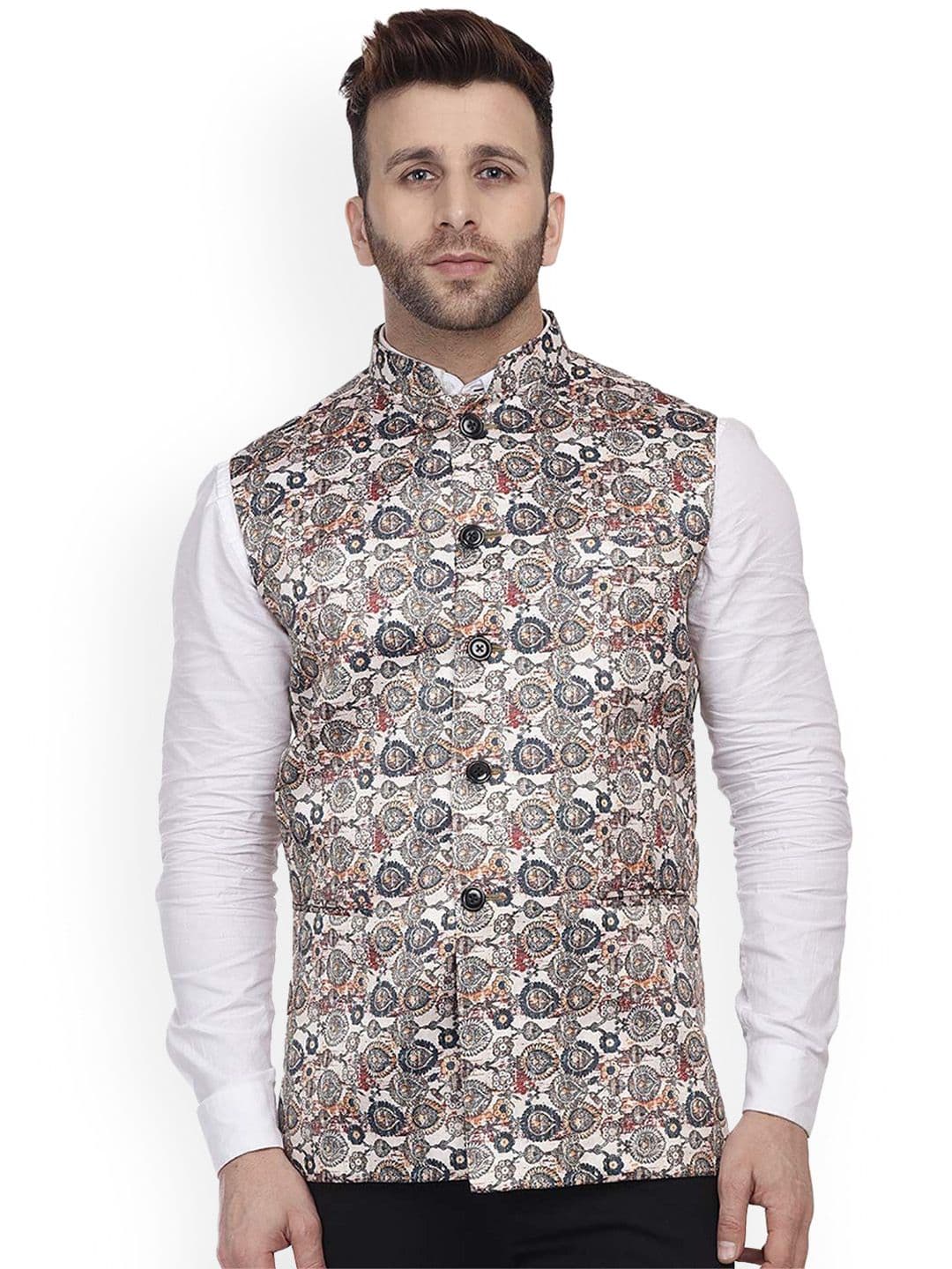 VEERA PARIDHAAN Printed Cotton Nehru Jacket - view 1