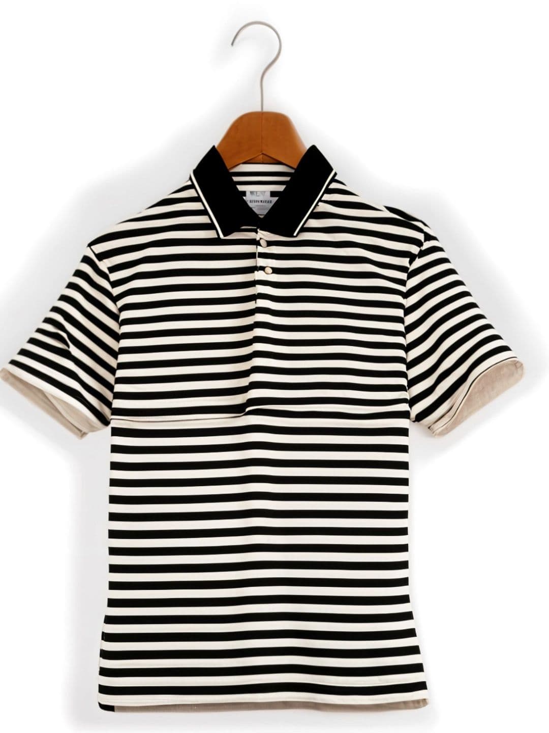 MACK JONNEY Men Striped Polo Collar Monochrome Pockets T-shirt - view 1
