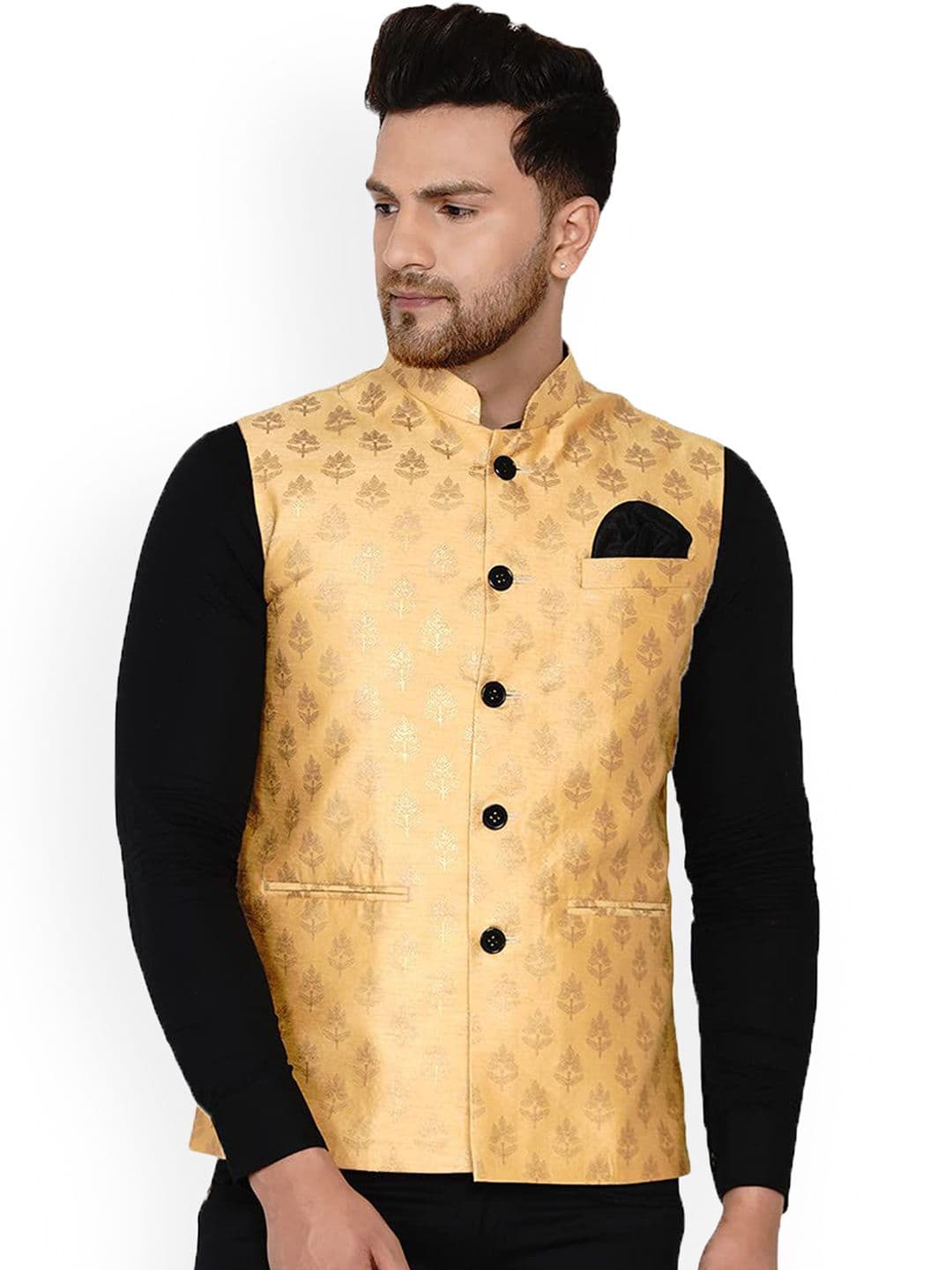 VEERA PARIDHAAN Printed Banarasi Design Mandarin Collar Nehru Jackets - view 1