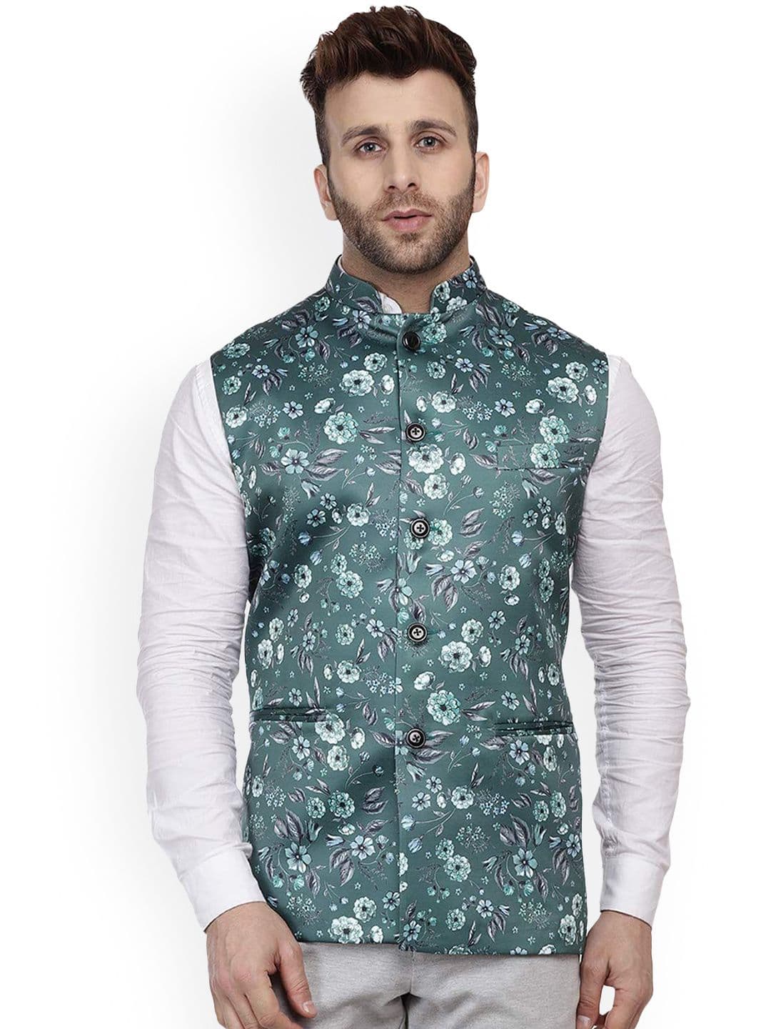 VEERA PARIDHAAN Printed Mandarin Collar Nehru Jackets - view 1