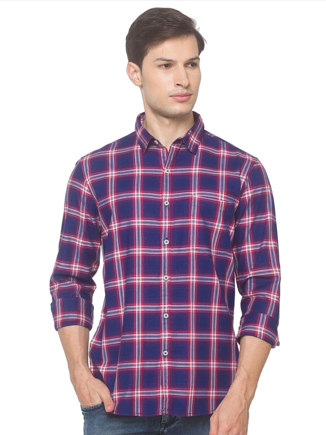 SNX Men Tailored Fit Checked Casual Shirt - view 1
