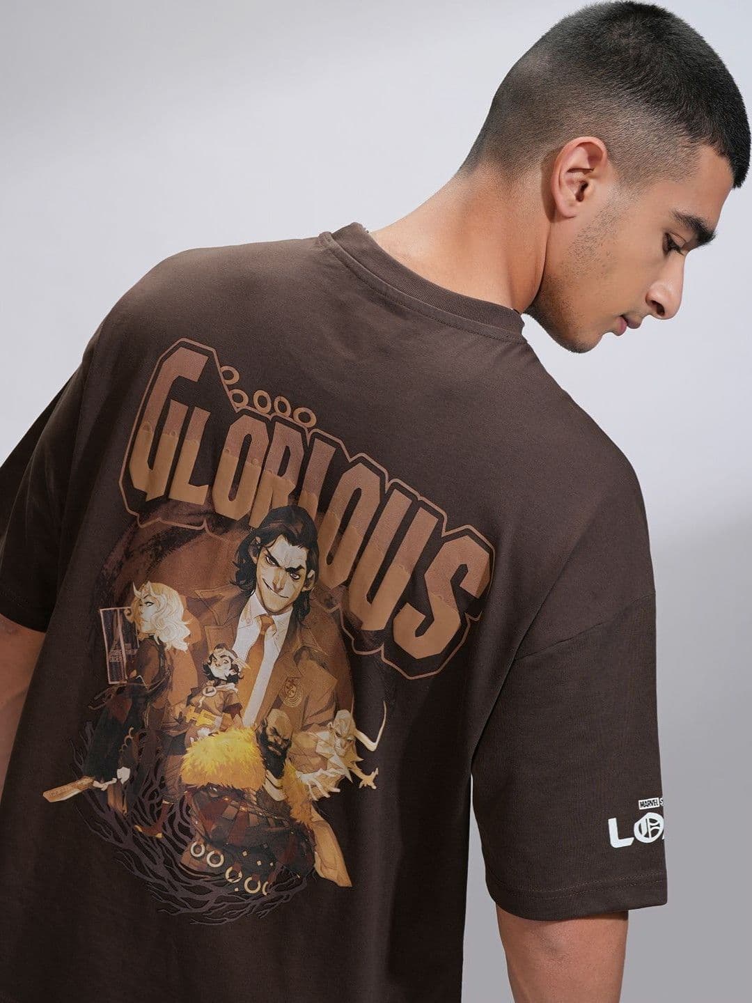 HIGHLANDER Marvel Loki Men Round Neck Drop Shoulder Graphic Oversized Tshirt - view 1