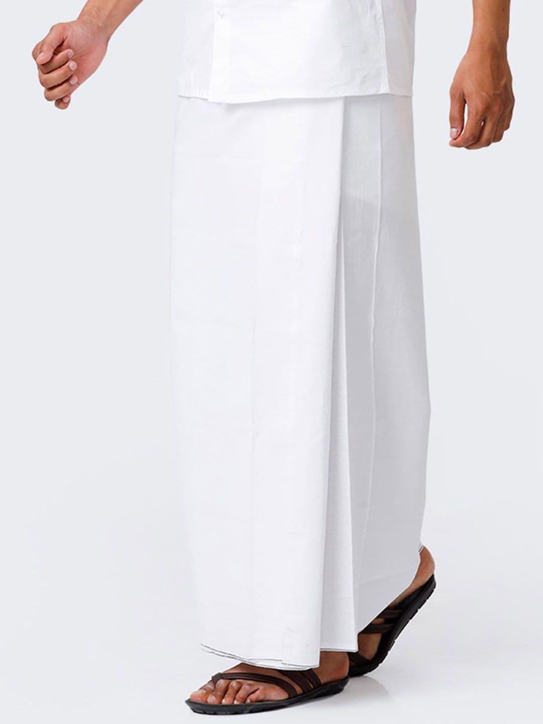 Ramraj Men Cotton Solid Single Layer Prayer Dhoti - view 1