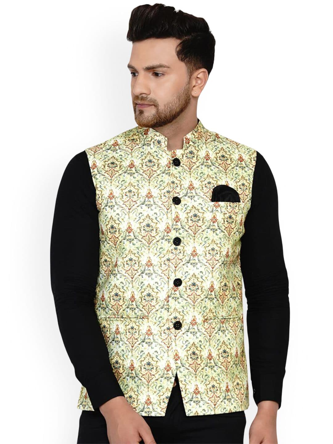 VEERA PARIDHAAN Printed Cotton Nehru Jacket - view 1